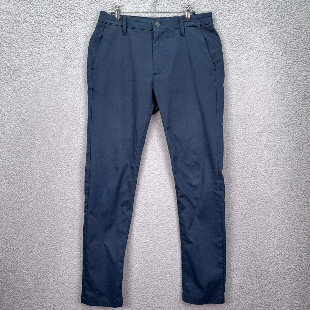 Proof Pants Mens 31 Navy Blue Performance Slim Chino Golf Office Business Work